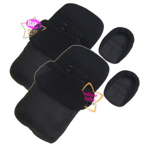 X2 Luxury Footmuff & Headhugger Black Fits Out N About Nipper 360 Twin Stroller - Baby Travel UK
