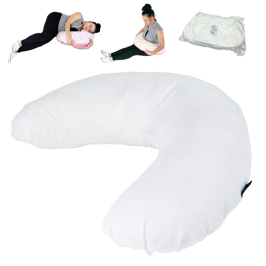 iSafe Pregnancy Maternity And Feeding Pillow - White + Vacuum Storage Bag + Pillow Case - Baby Travel UK
 - 1
