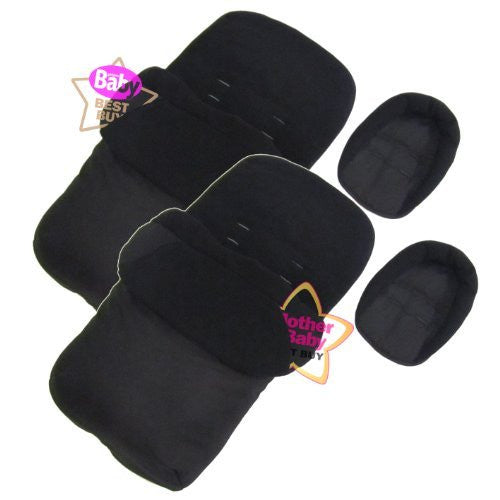 X2 Luxury Footmuff Head Hugger Black Fit My Child First Wheels City Elite Twin - Baby Travel UK
