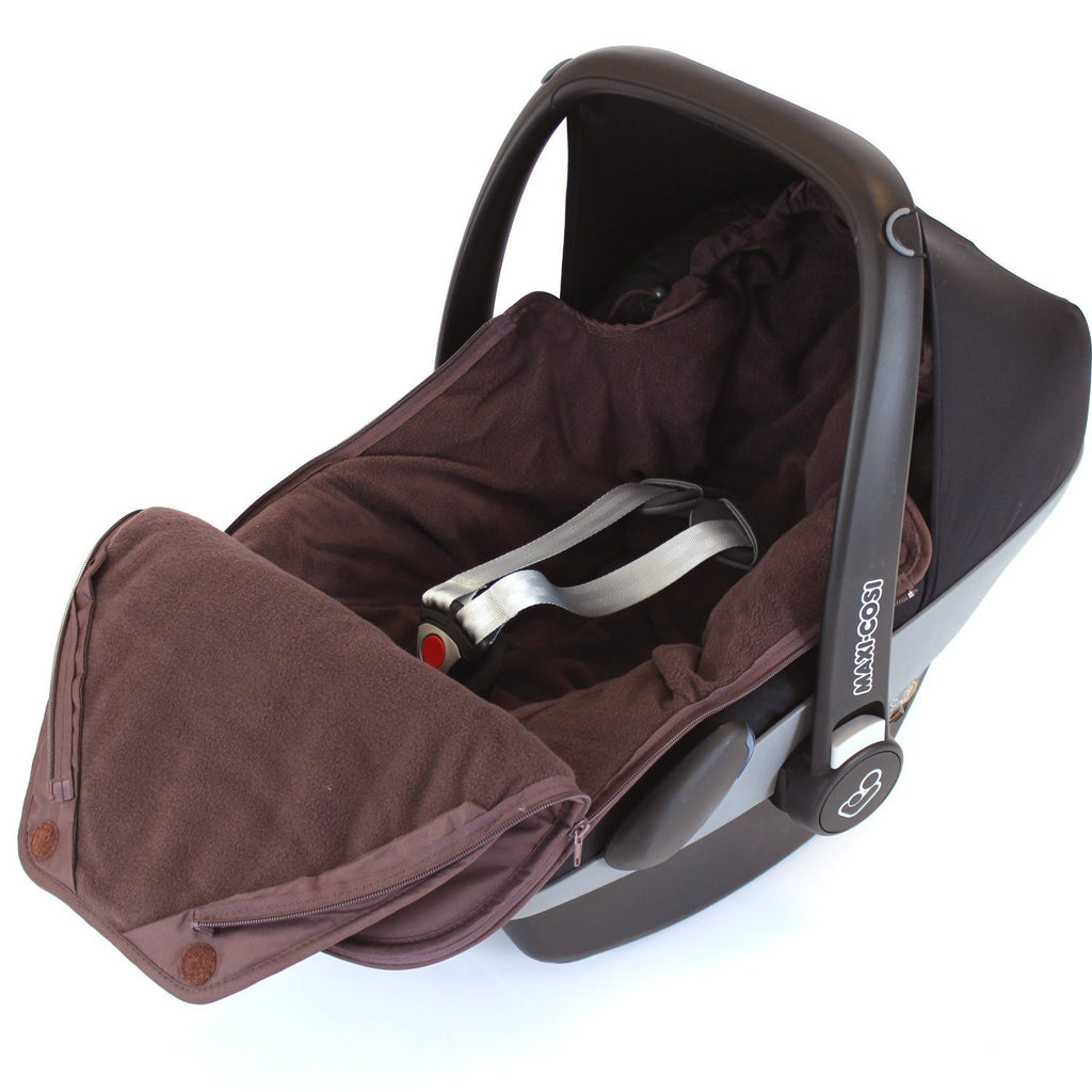 Baby Car Seat Footmuff Fits Maxi Cosi, Silver Cross Britax HOT CHOCOLATE - Baby Travel UK
 - 1