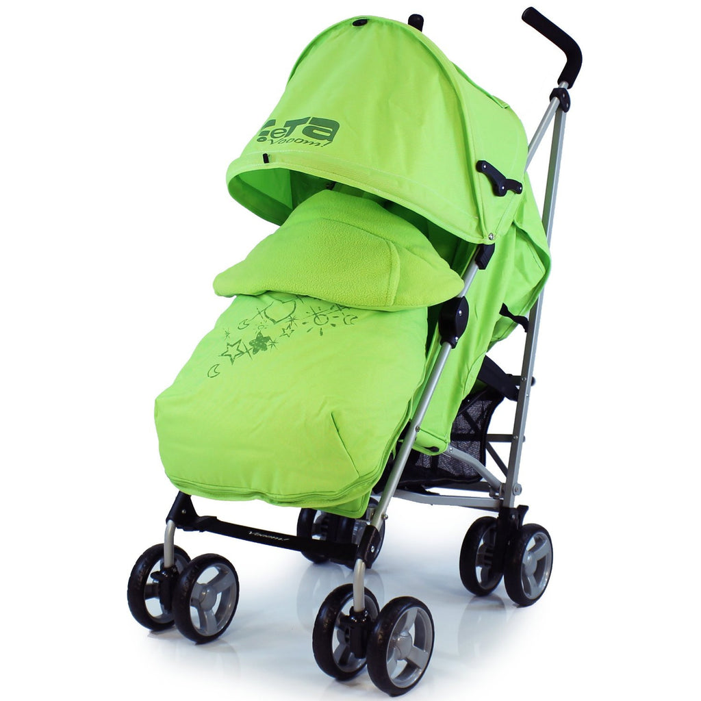 Baby Stroller Zeta Vooom Hearts And Stars Design Complete Lime - Baby Travel UK
 - 1