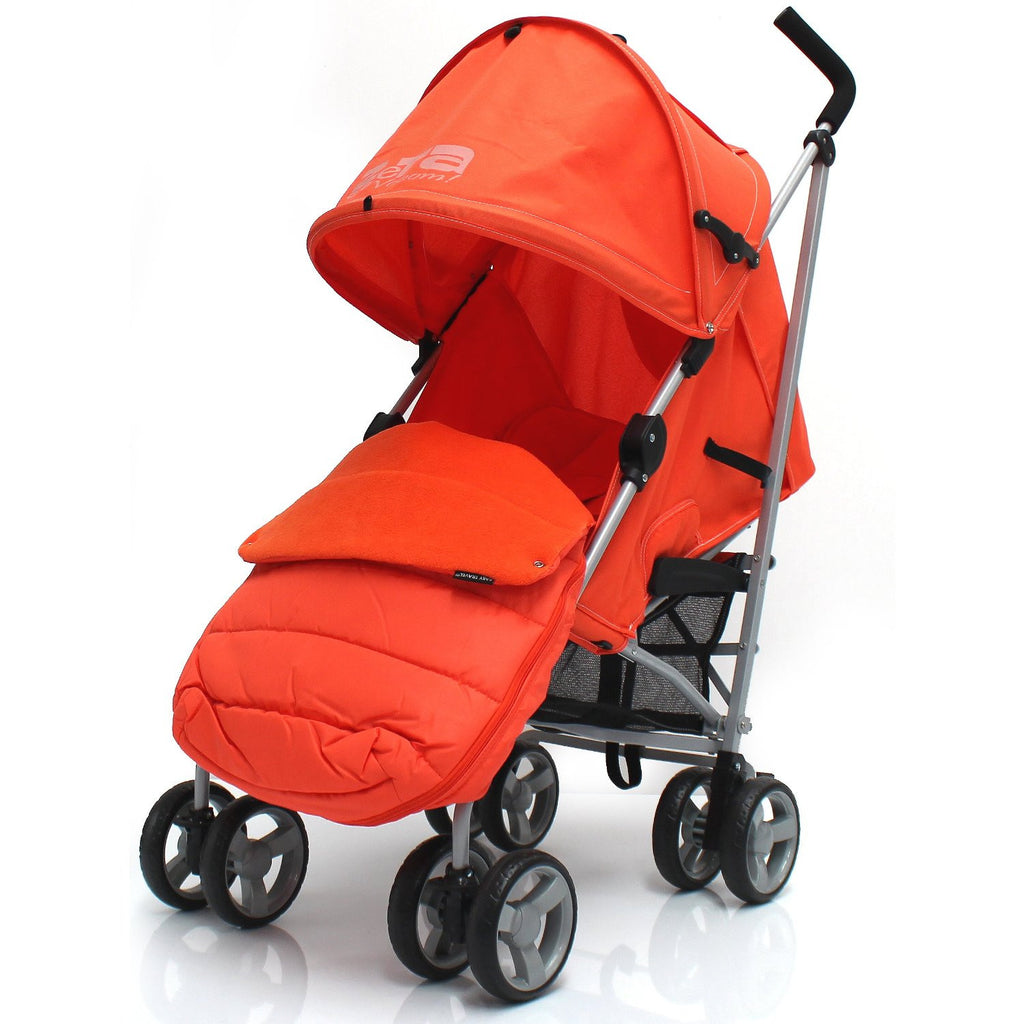 Baby Stroller Zeta Vooom Orange With XXL Large Padded Footmuff Pushchair Liner - Baby Travel UK
 - 3