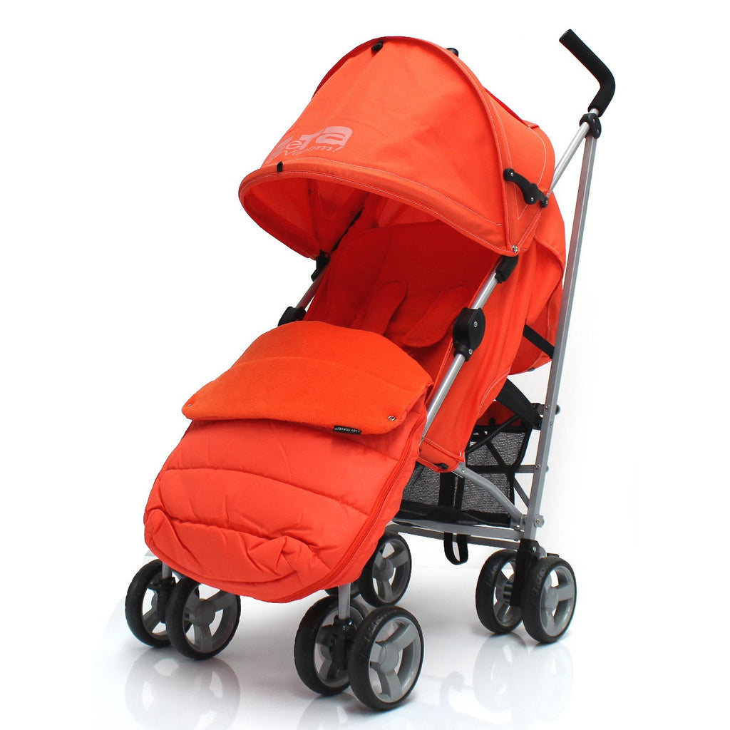 Baby Stroller Zeta Vooom Orange With XXL Large Padded Footmuff Pushchair Liner - Baby Travel UK
 - 1