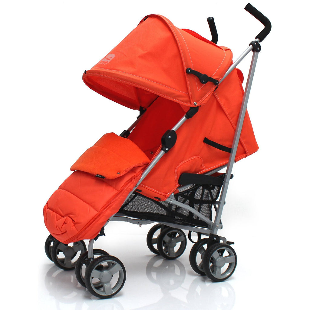 Baby Stroller Zeta Vooom Orange With XXL Large Padded Footmuff Pushchair Liner - Baby Travel UK
 - 2