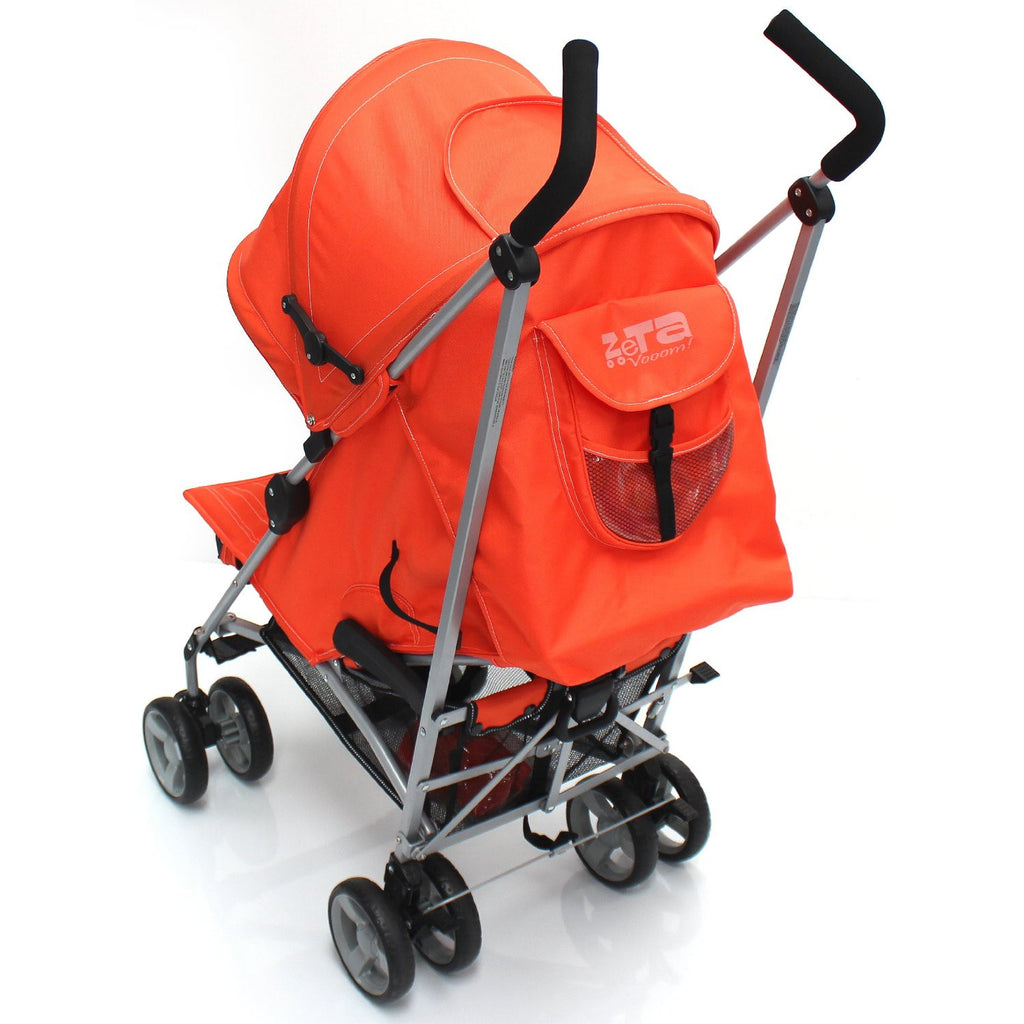 Baby Stroller Zeta Vooom Orange With XXL Large Padded Footmuff Pushchair Liner - Baby Travel UK
 - 7