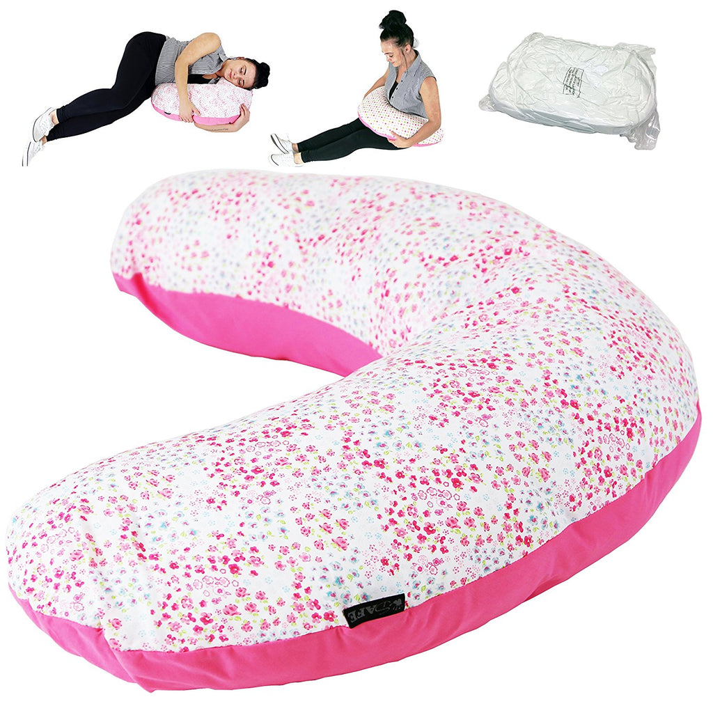 Pregnancy Support Maternity and Breast Feeding Pillow + (Bed of Roses Case)