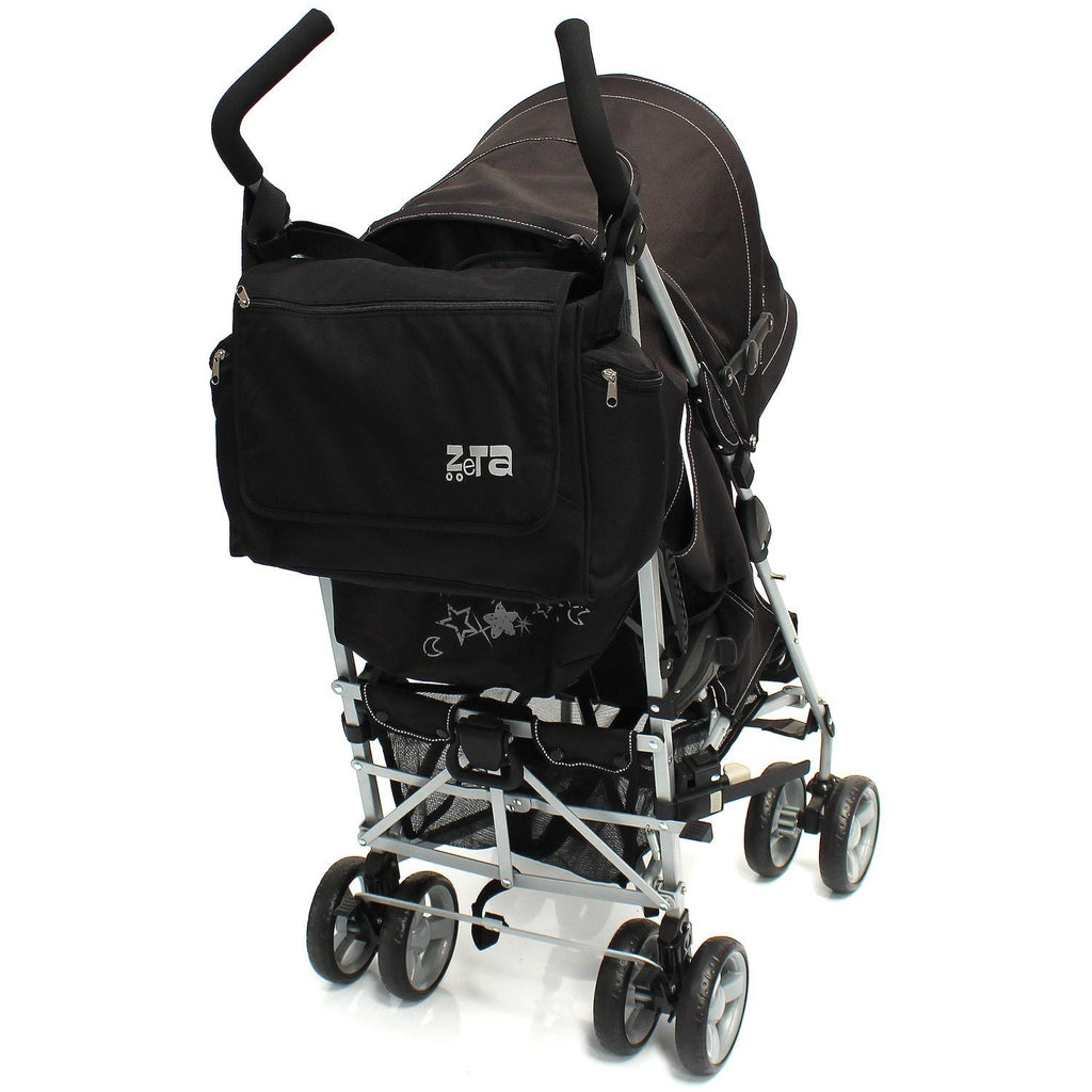 Baby Travel Zeta Changing Bag Plain BLACK Complete With Changing Matt - Baby Travel UK
 - 5
