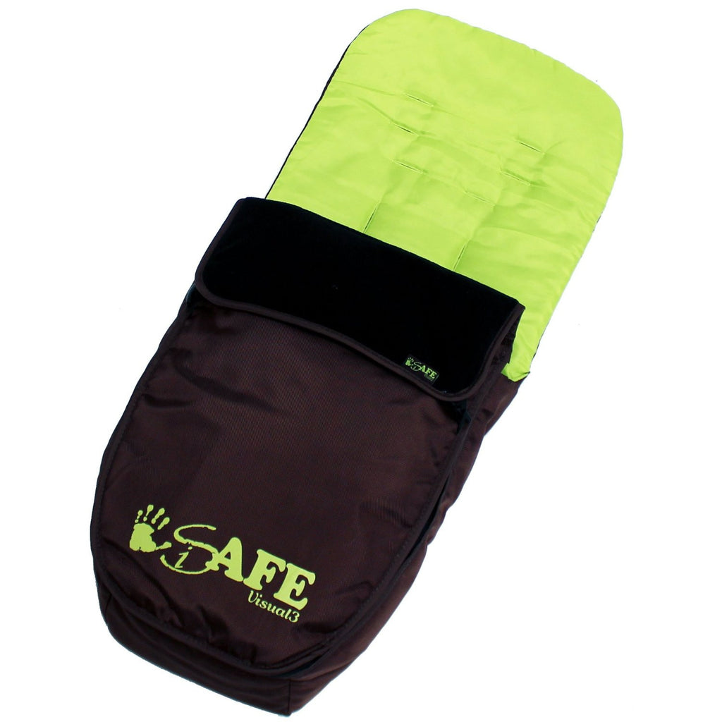 Genuine iSafe Visual 3 Universal Deluxe 2 In 1 Footmuff Cosytoes Liner - Chocolate And Lime - Baby Travel UK
