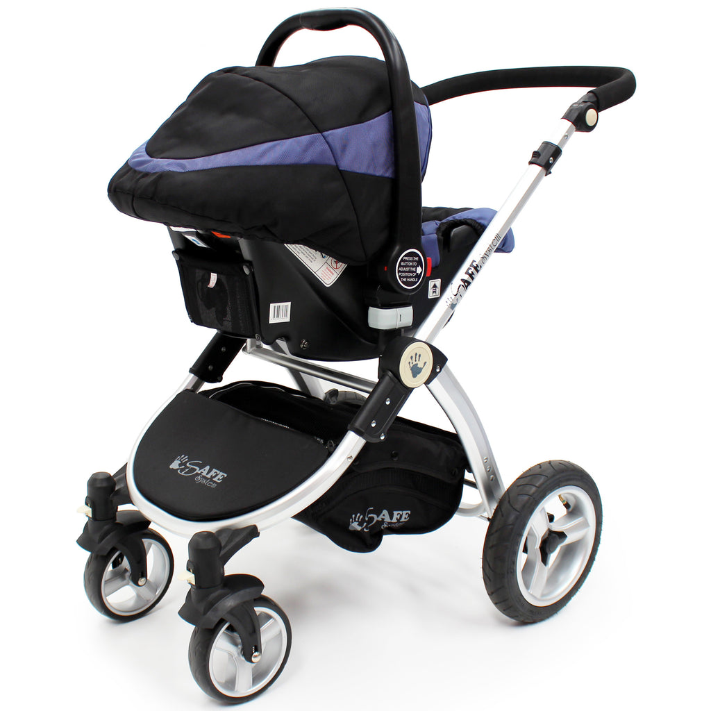 iSafe 3 in 1  Pram Travel System - Navy (Dark Blue) With Carseat & Raincover - Baby Travel UK
 - 8