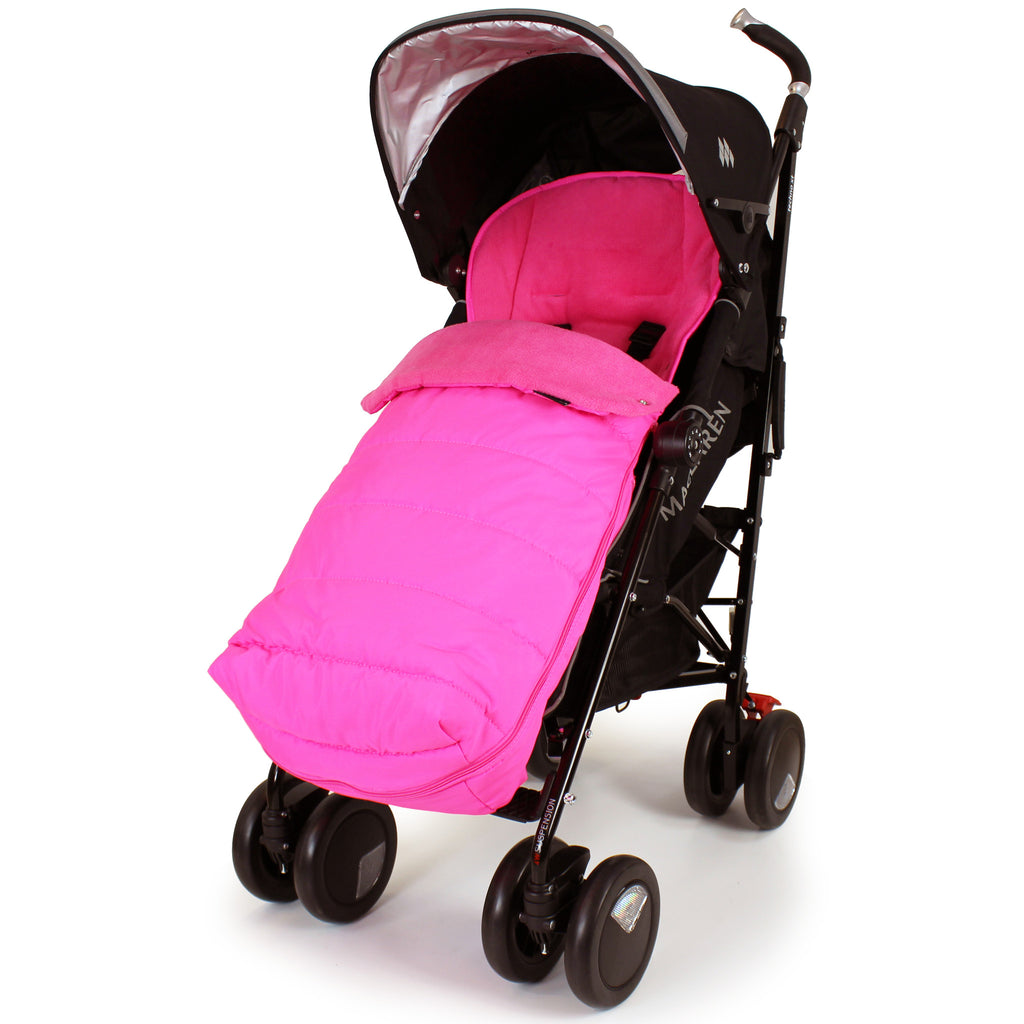 Luxury Padded Footmuff Liner - Raspberry Pink Fit Maclaren Quest Triumph Techno - Baby Travel UK
 - 4