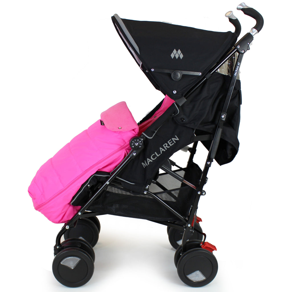 Luxury Padded Footmuff Liner - Raspberry Pink Fit Maclaren Quest Triumph Techno - Baby Travel UK
 - 5