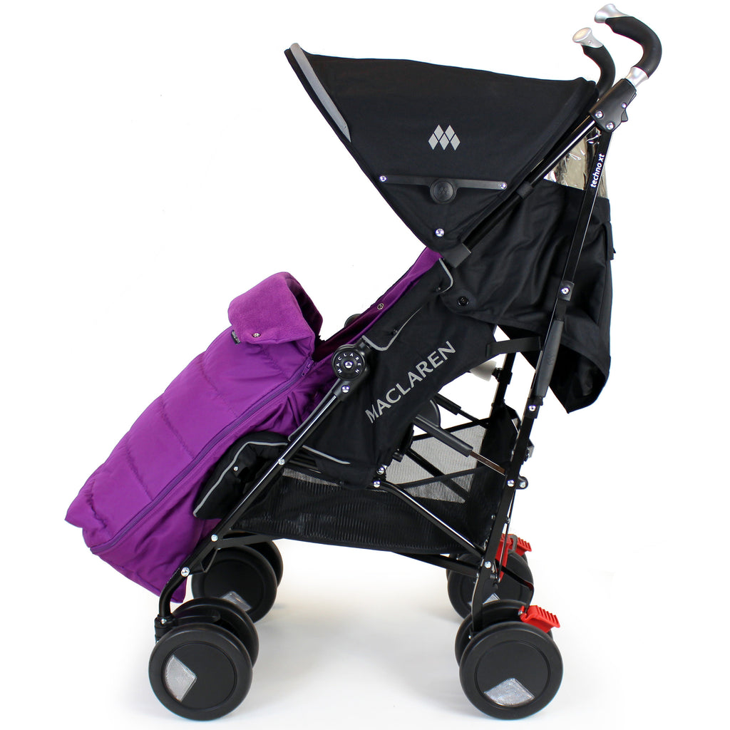XXL Large Luxury Foot-muff And Liner For Maclaren Techno XT - Plum (Purple) - Baby Travel UK
 - 4
