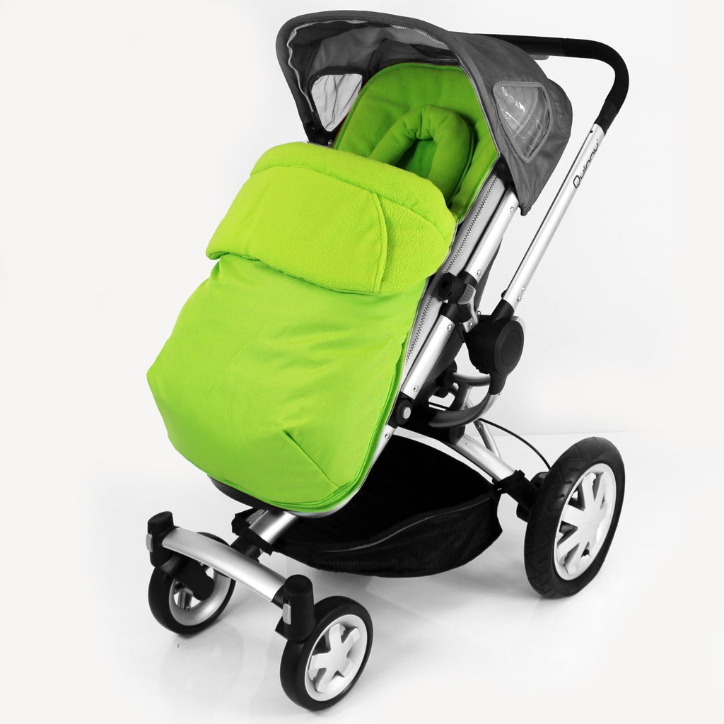 Luxury Fleece Lined Pushchair Footmuff (with Pouches) & Head Huger Lime Green - Baby Travel UK
 - 1