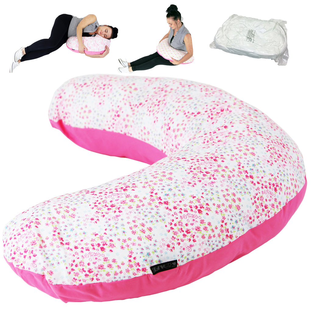 iSafe Maternity Pillow Bed Of Roses + Vacuum Storage Bag + Pillow Case - Baby Travel UK
 - 1