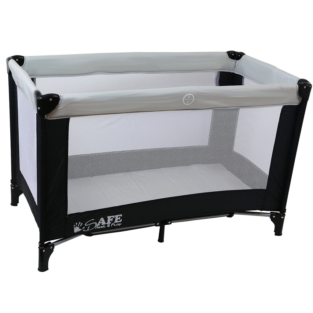 iSafe Rest & Play Luxury Travel Cot/Playpen - MoonStone (Black/Grey) 120 cm x 60 cm Complete With Mattress - Baby Travel UK
 - 2