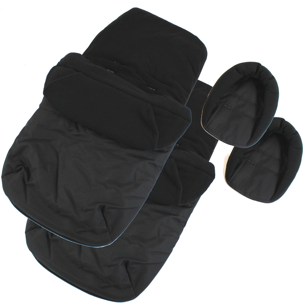 X2 Luxury Footmuffs And Liner With Head Support Black For Cosatto Ditto Twin Stroller - Baby Travel UK
 - 1